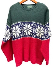 McAdam knitwear Mens Sweater made in scotland pure wool  XL snowflake