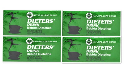 Dieters' Drink Bebida Dietetica Natural Leaf Brand Dieters 72 Tea Bag 4 Boxes