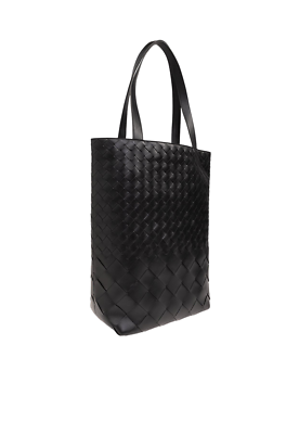 Bottega Veneta Black Intrecciato Leather North-South Tote Bag New