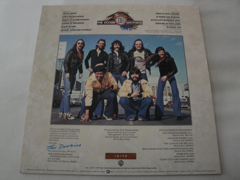 The Doobie Brothers - Best Of The Doobies VINYL LP ALBUM  1976 WARNER BROS. RECO - Image 2 of 2