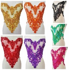 Handmade rhinestones lace applique handsewing...