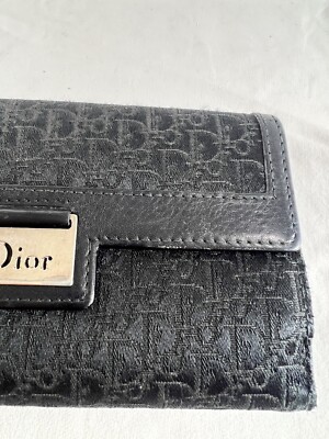 小物 Christian Dior Honeycomb long wallet CHRISTIAN DIOR Black Diorissimo Cavas Long Wallet Made in