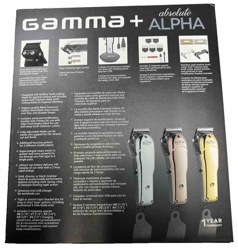 GAMMA+ Cortadora modular inalámbrica con cable Absolute Alpha con hoja de diamante negro #8257 - Imagen 4 de 5