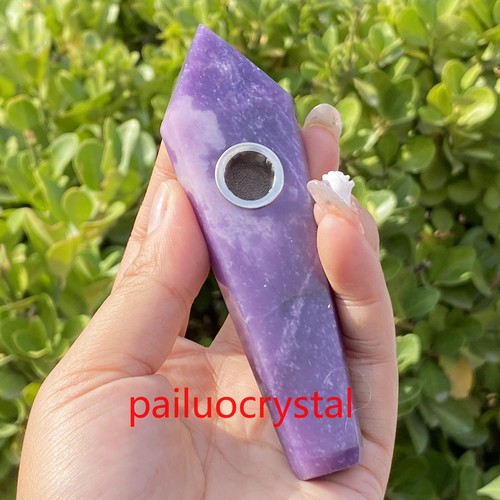 Natural Lepidolite Purple Mica Smoking Pipe Quartz Crystals Point Obelisk 4.3" - Picture 6 of 12
