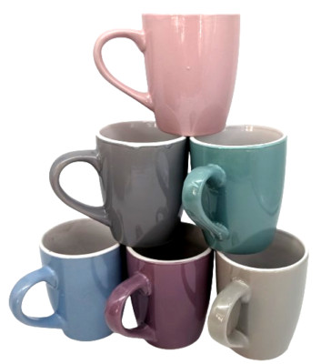Kaffeetassen bunt Keramik Kaffeebecher Kaffee Tassen Henkel 6er Set einfarbig