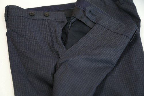 #348 Pal Zileri Blue Check Flat Front Pants Size 39 - Picture 4 of 5