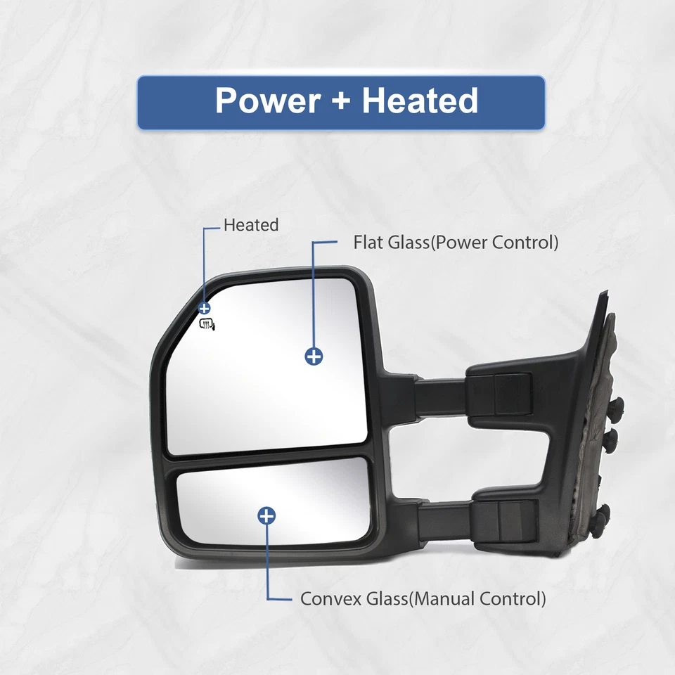 Espejos retrovisores de remolque para Ford F550 Super Duty 1999-2007 potencia calefacción LED señal cromados Foto 3 de 4