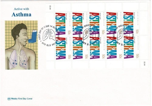Stamps 2003 Australia Asthma Foundation sheetlet of 10 on WCS cachet FDC scarce