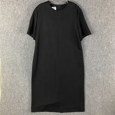 Caron Dress Women's Size 16 Sheath Black Short Sleeve Vintage 100% Polyester