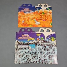 Vintage 1986 McDonalds Happy Meal Box Lot Of 2 Young Astronauts Moonbase Mars