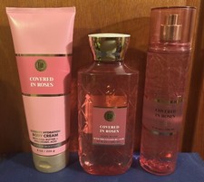 Bath Body Works COVERED IN ROSES 3 Pc Set - Body Wash, Body Mist Body Cream