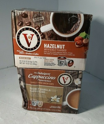 (QTY84) Victor Allen Coffee, Hazelnut/ French Vanilla Cappuccino Coffee K-Cups. eBay