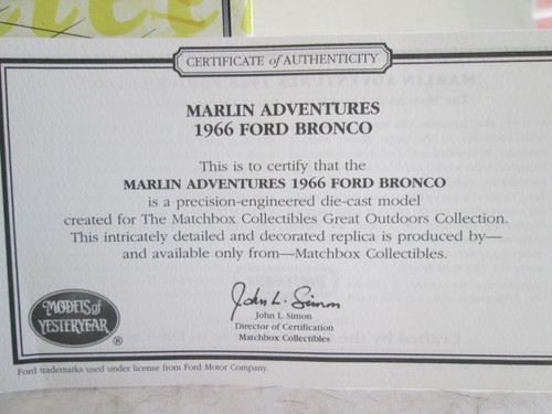 Matchbox Collectibles 1/43 Marlin Adventures 1966 Ford Bronco & Box - Picture 4 of 4