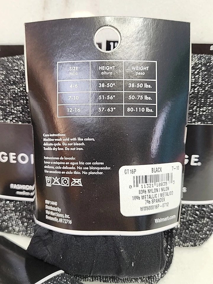 Paquete de 2 mallas negras de moda George para niñas paquete de 2 Foto 4 de 4