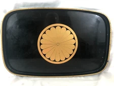 VTG MCM Black Gold Center & Rim Serving Tray Modern Design 11½" x 17¾"