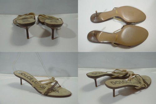 Dolce Gabbana Leather Heel Slippers Sandals New 41 - Picture 3 of 3