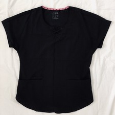 Scrubs HEARTSOUL Womens Round Neck Scrub Top MEDIUM BLACK PREOWNED HS745