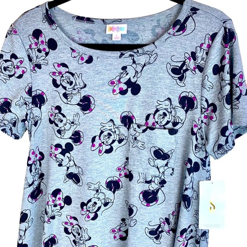 LuLaRoe Disney Carly Swing Dress Minnie Mouse Grey High Low Oversized - Picture 3 of 11