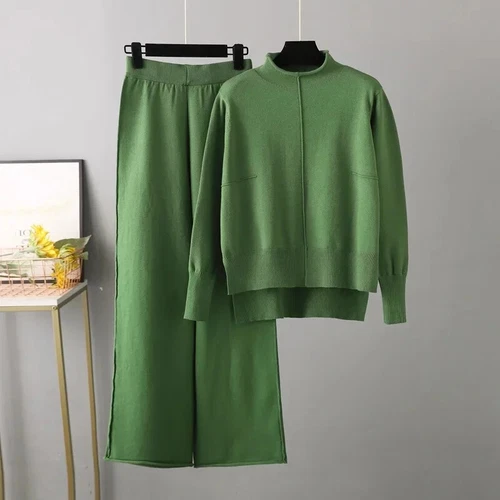 Women Leg Pant Suit Two Piece Sets Knitwear Sweater Tracksuits Sweater - Picture 7 of 42