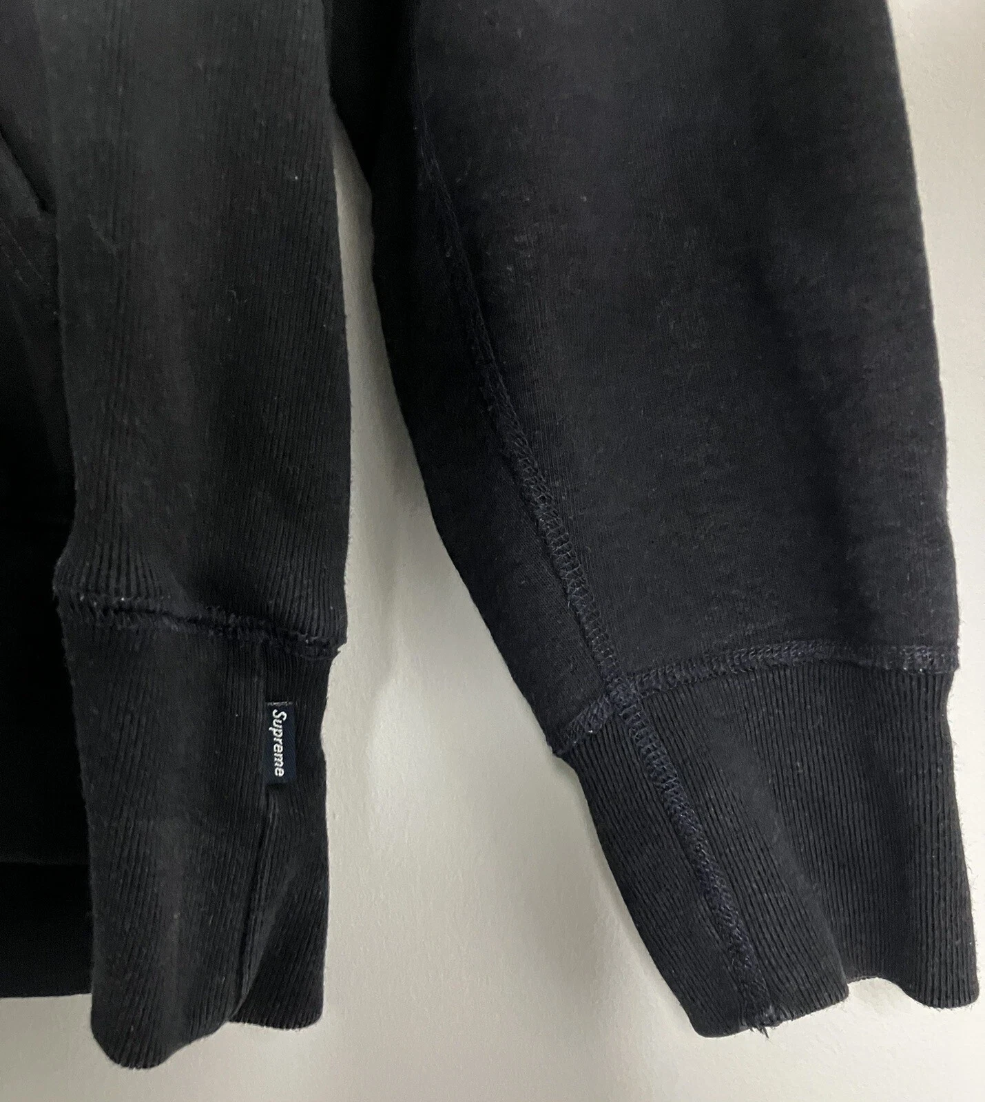 Felpa con cappuccio uomo Supreme KRS ""Knowledge Reigns Supreme"" grande navy rara vintage