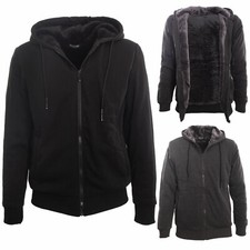 Felpa uomo cappuccio eco pelliccia zip giacchetto invernale caldo nuovo FM1016