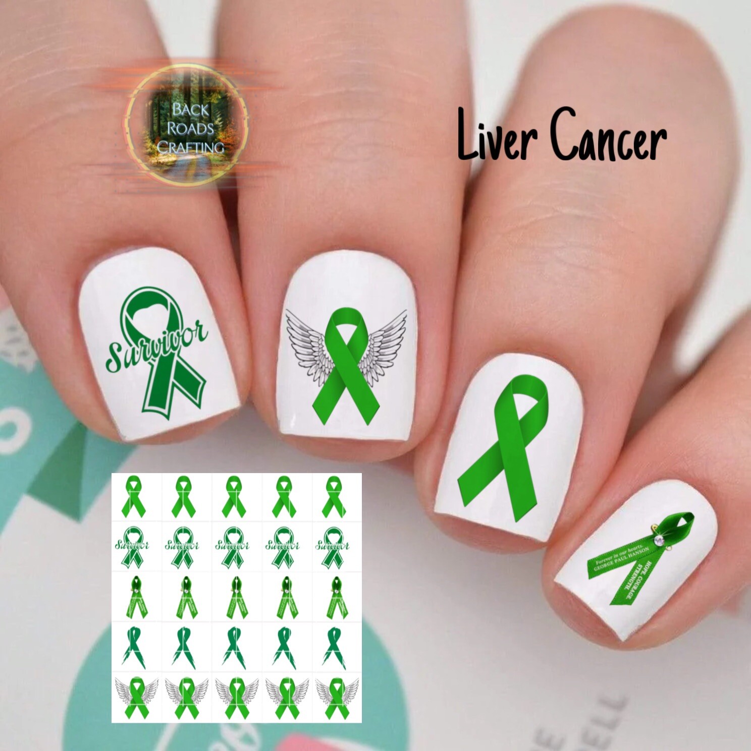 Liver Cancer  Waterslide Nail Art Decals Set Of 50 Instructions & Bonus