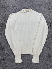 Lord Jeff Sweater Women Small Ivory Super Soft Acrylic Cable Knit Vtg Made USA