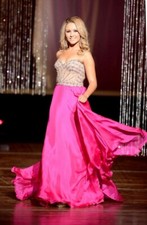 Custom Sherri Hill Sweetheart Neckline 100% Pink Silk Rhinestone Evening Gown