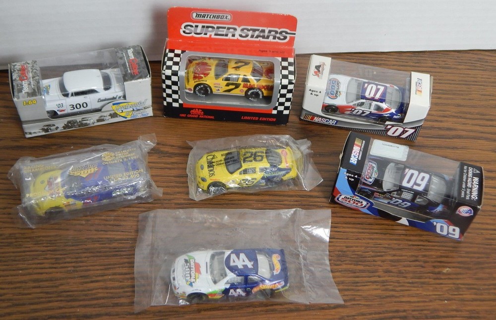 SEVEN VTG NASCAR 1:64 Scale Die-Cast Collectible Stock Cars FACTORY SEALED