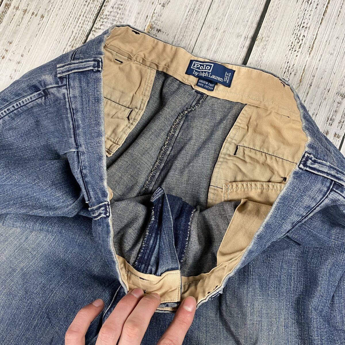 RARE VTG POLO RALPH LAUREN PLEATED CHAMBRAY DENIM ANDREW RARE VTG POLO RALPH LAUREN PLEATED CHAMBRAY DENIM ANDREW