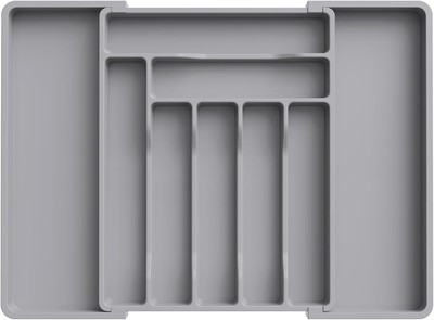Lifewit Silverware Drawer Organizer, Expandable Utensil 13-22.4 inch, Gray 