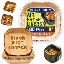 100 PCS 8 Inch Air Fryer Paper Liner Disposable Square Liners for Air Fryer