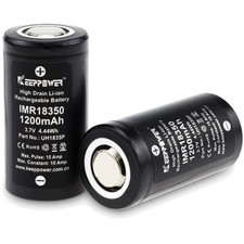 Economical 2 Pack 1200mAh 18350 Rechargeable Batteries with Magnet Capabilities