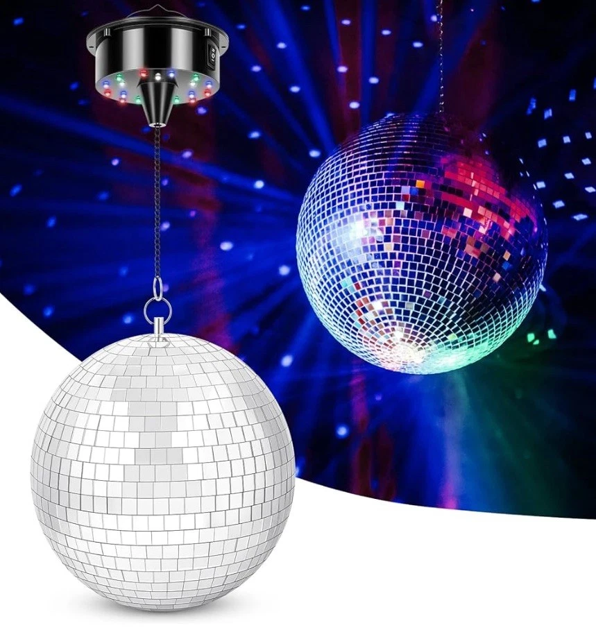 Disco Ball with Motor and Light, 8" Hanging Mirror Ball and 6RPM Batteries Power - Image 2 of 2