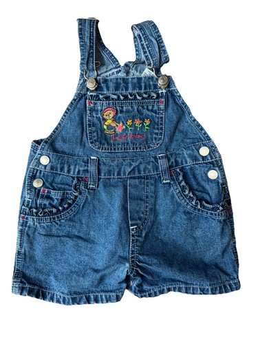 Vintage Jordache Baby Girl Denim Shortalls 18M Y2K Bear Embroidered Overalls