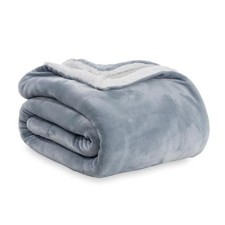 -Sherpa Fleece Blanket, Warm and Soft Loftmink Twin/Twin XL Polar Blue