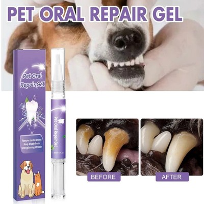 Pet Oral Gel Teeth Cleaning for Dogs & Cats Bad Breath Tartar Plaque Removal