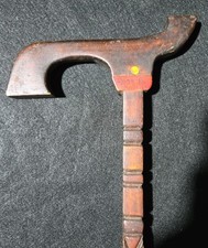 Antique Cane Walking Stick Carved Wood Folk Art 35 in. Long  W 