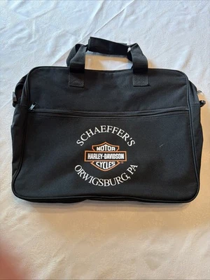 Vintage Schaeffer's Harley-Davidson Orwigsburg PA Dealer Laptop Bag Black - Image 1 of 4