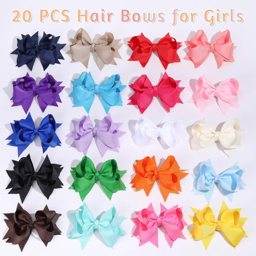 20PCS Oaoleer 4.5Inch Grosgrain Ribbon Layered Bows Alligator Clips, Hair Access - Picture 8 of 12