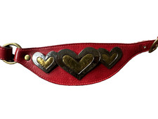 Rare Vintage '80s Jeep Collins Red Leather Belt with Sterling Brass Hearts