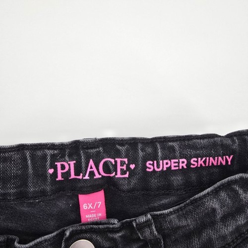 The Childrens Place Black Distressed Super Skinny Jeans Size 6X/7 - Picture 2 of 3