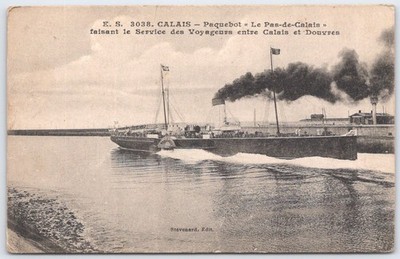 Vintage Calais Paquebot Le Pas-de-Calais Ferry Postcard France