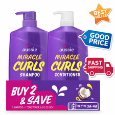 Aussie Miracle Curls Shampoo & Conditioner Set 26.2 oz Each Dual Pack 0.66 per fl oz