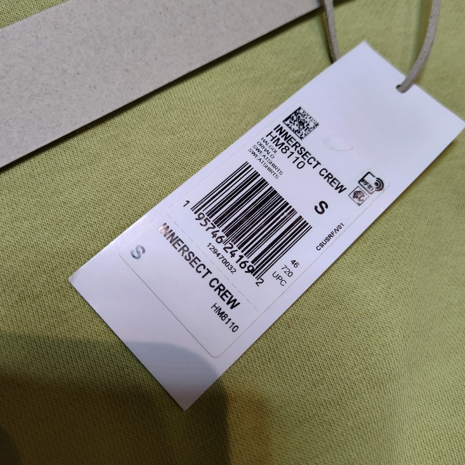 ADIDAS X FEAR OF GOD Oversized Innersect Crew SWEATSHIRT Men's Sz S Autumn Green thumbnail 2