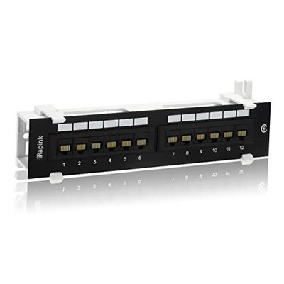 Rapink Patch Panel 12 Port Cat6 10G Support, Network Patch Panel UTP 10 12Port