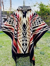 Native Adult Alpaca Poncho,Unisex One Size. Made In Ecuador