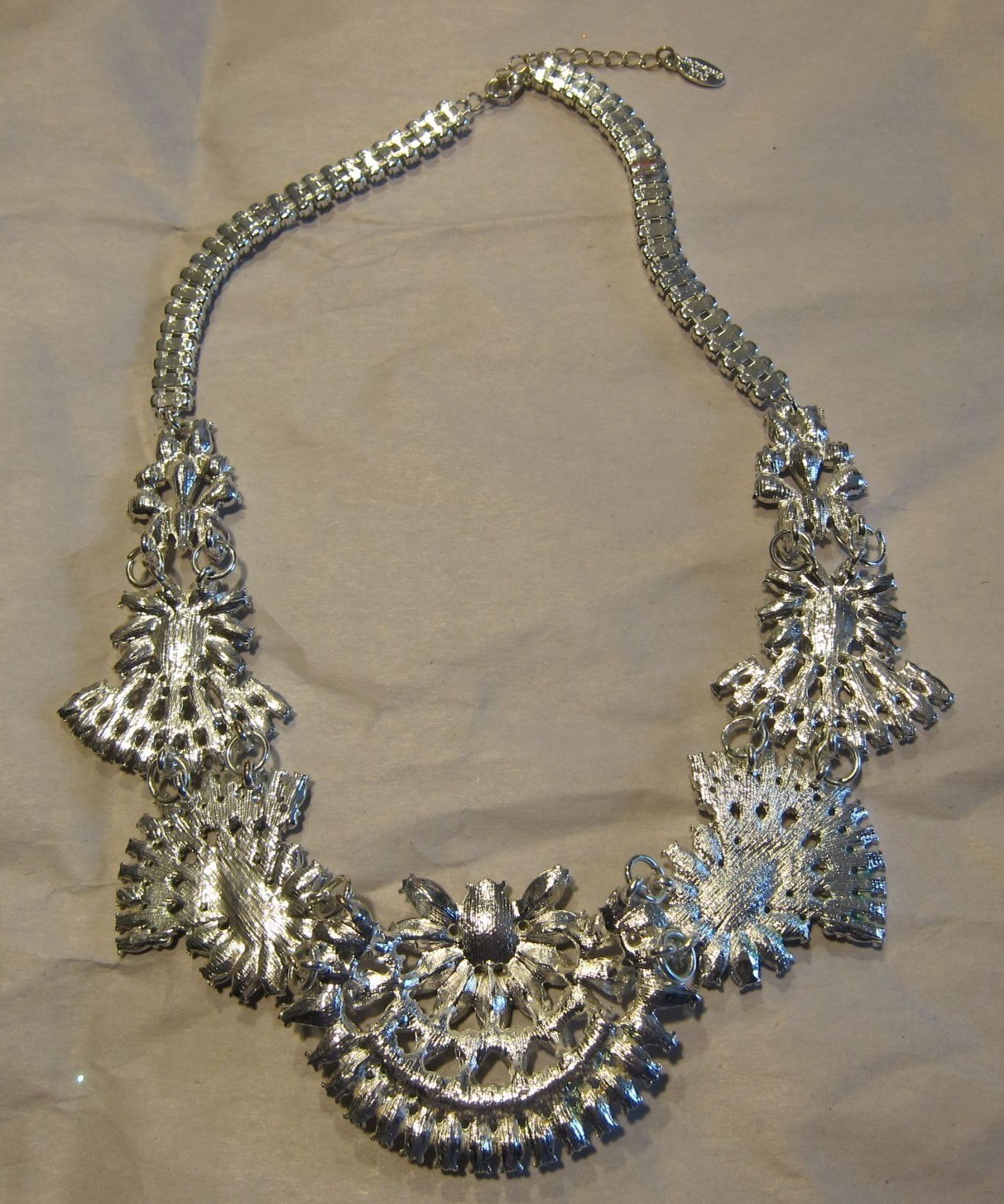 Jack E Ohs NYC Rhinestone Statement Necklace Silv… - image 2
