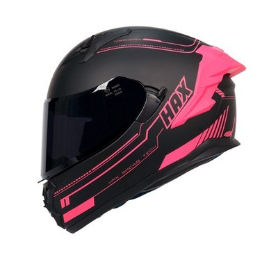 HAX Obsidian Pro Full Face Dual Visor Adult Motorcycle Helmet Matte Black Pink
