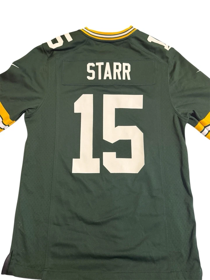 Camiseta Nike Green Bay Packers #15 Bart Starr NFL On Field masculina pequena - Imagem 2 de 4